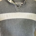 Tommy Hilfiger Tommy Hilfiger vintage y2k Women's Medium Ribbed Henley Snap Sweater Gray White Photo 3