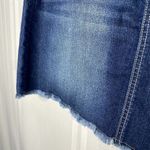 Wall Flower Denim Mini Skirt Raw Fringe Hem Junior's Size 5 Jean Blue A-Line Photo 2
