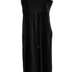 Rae Mode Black Sleeveless Cropped Jumpsuit Women's Small Wide Leg Pockets Yoga Photo 0