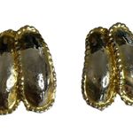 Two Tone Vintage 80s Gold Silver Ton Irregular Shape Earrings Costume Jewelry Photo 2