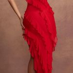 Oh Polly  Red Ruffle Maxi Dress Photo 1