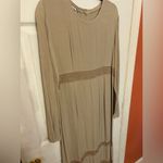 Johnny Was VTG  Collection Maxi Dress L Rayon Embroidered Boho Made in USA Tan Photo 7
