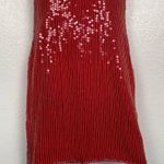 Vintage Red Sequin Beaded Cap Sleeve Mini Shift Dress Holiday Christmas Small Photo 7
