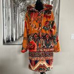 Johnny Was Biya Sasha Full Zip Orange Floral Boho Hooded Long Sherpa - XS Photo 2