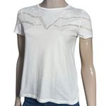 Sandro Women’s Size 1 S White Cotton Lace Inset Lilou Short Sleeve Tee T-Shirt Photo 2