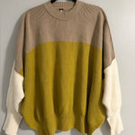 Free People Off-the-Shoulder Sweater in Tan, Yellow, and Cream Photo 0