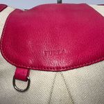 Furla  Vintage‎ Canvas And Hot Pink with Silver Snake Embossed Shoulder Strap Bag Photo 2