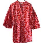 Veronica Beard Samy Red & Pink Poppy Floral Print Button Up Mini Shirt Dress 4 Photo 1