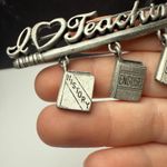 Signed JJ I Love Teaching Pencil With Book Charms Brooch Pin Jonette Jewelry Silver Photo 12