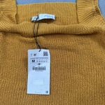 ZARA NWT Knit Tank Top M Women Square Neck Sleeveless Mustard Yellow Casual Crop Photo 2
