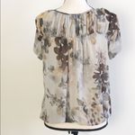 a.n.a . Boho Sheer Gypsy Earthy Floral Flowy Short Sleeve Top Sz S Photo 1