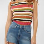 Veronica Beard  Dree striped muscle tank tee XS pima cotton Photo 0