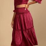 Lulus NWT Whirlwind Romance Burgundy Satin Floral jacquard Two piece set. Photo 9