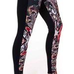 Onzie Two Tone Leggings Jamaica Colorblock Stretchy Feathers Yoga Skinny Tights Photo 4