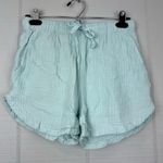 Stars Above  Pajama Set Shorts Button Up Short Sleeve Top Baby Blue Cotton Gauze Photo 4