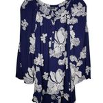 Boho‎ Chic Floral Top Blue Size M Photo 0