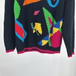 Colorful Geometric Pattern Sweater vintage L vibrant 90s 80s casual costume Black Size L Photo 4