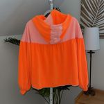 Free People Free‎ People Movement Let It Go Sweatshirt Hood Zip Neon Orange Velour M Photo 5