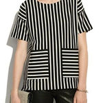 Madewell Stripe Play Pullover Boxy Top Pockets Womens Size S Short Sleeve Photo 0