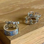Loslie Blue Butterfly & Flower Sea Open Ring Set Silver Photo 2