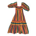 Farm Rio size XS Anthropologie rainbow Colorful Striped Midi Dress square pink Photo 2
