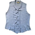 Caslon  Blue Sleeveless Silk Ruffle Blouse L Photo 0