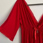 Red Lace Trim V Neck Lingerie Nightgown-Size Medium Photo 2