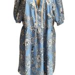 SheIn  Women's Light Blue Paisley  Dress  Boho Floral Print, Puff Sleeve, Sz 4XL Photo 1