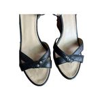 UGG  Black Leather Ankle Strap Studded Wedge Heel Summer Sandals Size 8.5 Photo 3