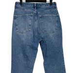 ZARA  Relaxed High Rise Straight Wide Leg Stretch Jeans 6 Medium Blue Wash #4066 Photo 3