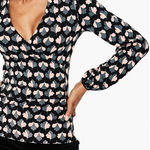 Boden Women’s Black Pink Gray Leaf Print Surplice V Photo 0