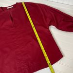 Mango  MNG Women’s Burgundy 100% Cotton Split Neck Long Sleeve Blouse Size 4 Photo 4