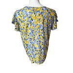 Ann Taylor Lemon Blossom Bobble Petal Sleeve Pure Linen Tee, Sz M Photo 4