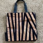Victoria's Secret Victoria Secret Striped Light Pink & Black Overnight Tote Bag EUC Photo 0