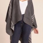 BB Dakota & Fab Fit Fun Reversible Striped Poncho Cardigan Grey One Size Photo 10
