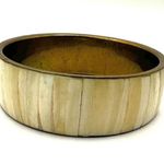 Brass mother of pearl vintage bangle bracelet Photo 4