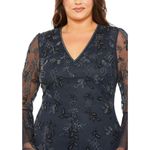 Mac Duggal NWT V-Neck Navy Gown Size 16 Beaded Ruffle Bell Sleeve Formal Photo 7