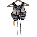 Kona Sol NWT  Bikini Top Womens L Black Longline Striped Twist Front Photo 5
