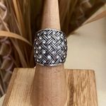 Stainless Steel Weave Ring With Top Grade Crystals Ring Size 6 Silver Photo 1