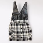 ZARA  Tweed Plaid Faux‎ Leather Pinafore Dress With Pockets Size S Photo 3