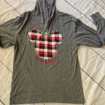 Disney  Parks Disneyland size medium gray long sleeve hooded T-shirt plaid Mickey Photo 6
