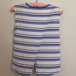 Athleta  Blue Stripe Serenity Muscle Tee Tank Open Back Silk Blend Sleeveless Photo 1