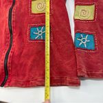 Boho Women Patchwork Peace Hippie Zip Up Red Hoodie Jacket Nepal LG Festival Photo 1
