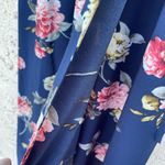 Soprano  Size Small Navy Blue Floral Print Wrap Midi Dress Photo 5