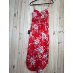 Lulus NWT  My Favorite Day Red Floral Print Tulip Skirt Midi Dress Party Size XS Photo 5