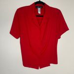 Sag Harbor Red Vintage Tie Back Short Sleeve Button Up Blouse Sz Medium Photo 4