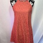 Candie's  Dress Women small Coral Pink Floral Lace Beaded Neck Back Keyhole Lined. Photo 0