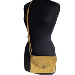 Free People  genuine suede leather envelope style bag adjustable strap yellow Photo 1