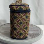 Vintage Tapestry Geometric Cosmetic Travel Bag 9x6x6 Made in Philippines Purple Photo 2