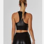 Noli  Medium Liquid Black Limitless Sports Bra Top V Neck Gathered Front Photo 4